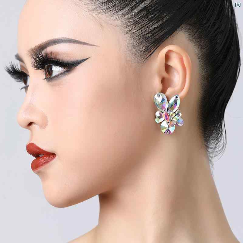 ダンス　衣装　ダンス衣装　オシャレ Danbaoluo 社交 ダンス アクセサリー 新 蝶 イヤリング マルチ カ..