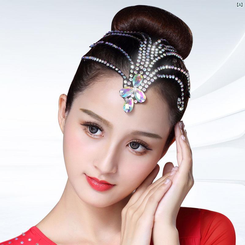 ダンス　衣装　ダンス衣装　オシャレ ブラック プール ラテン ダンス コンテスト ヘア アクセサリー モ..