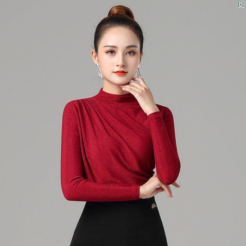 ダンス　衣装　ダンス衣装　オシャレ Danbaoluo トップス ラテン ダンス 練習 服 レディース 春秋 ハイ..