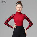 ダンス 衣装 ダンス衣装 オシャレ Danbaoluo ハイネック 社交 ダンス トップ 服 デイリー ウェアラブル モダン 練習 レディース 長袖 秋 スリムフィット