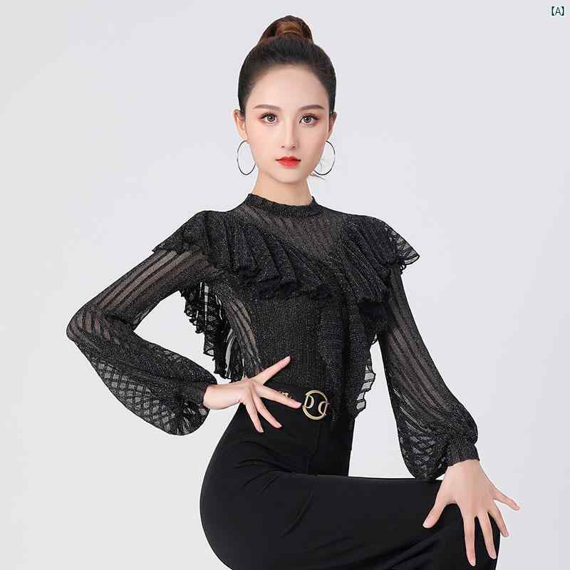 ダンス　衣装　ダンス衣装　オシャレ Danbaoluo レディース 社交 ダンス トップ 長袖 ジッターバグ 衣..