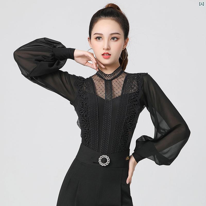 ダンス　衣装　ダンス衣装　オシャレ Danbaoluo ハイエンド 織物 ランタン スリーブ 秋冬 ボディスーツ..