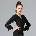 ダンス 衣装 ダンス衣装 オシャレ Danbaoluo ラテン プロ 練習 服 ダンス ブラック 魅惑的 社交 シャツ