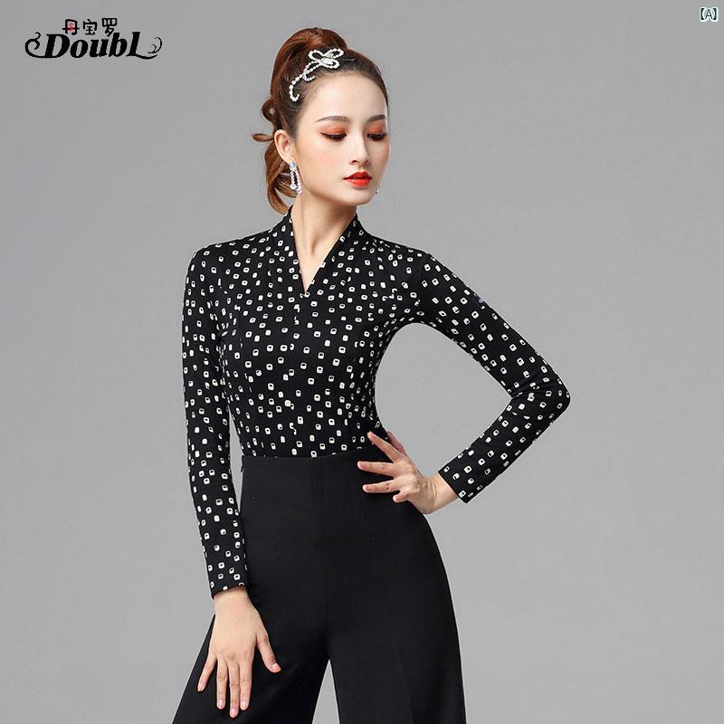 ダンス　衣装　ダンス衣装　オシャレ Danbaoluo モダン ダンス トップス ラテン 服 レディース 練習 プ..