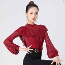 ダンス 衣装 ダンス衣装 オシャレ Danbaoluo ラテン ダンス トップ 長袖 ハイネック モダン 練習 服 レディース 美しい ワルツ