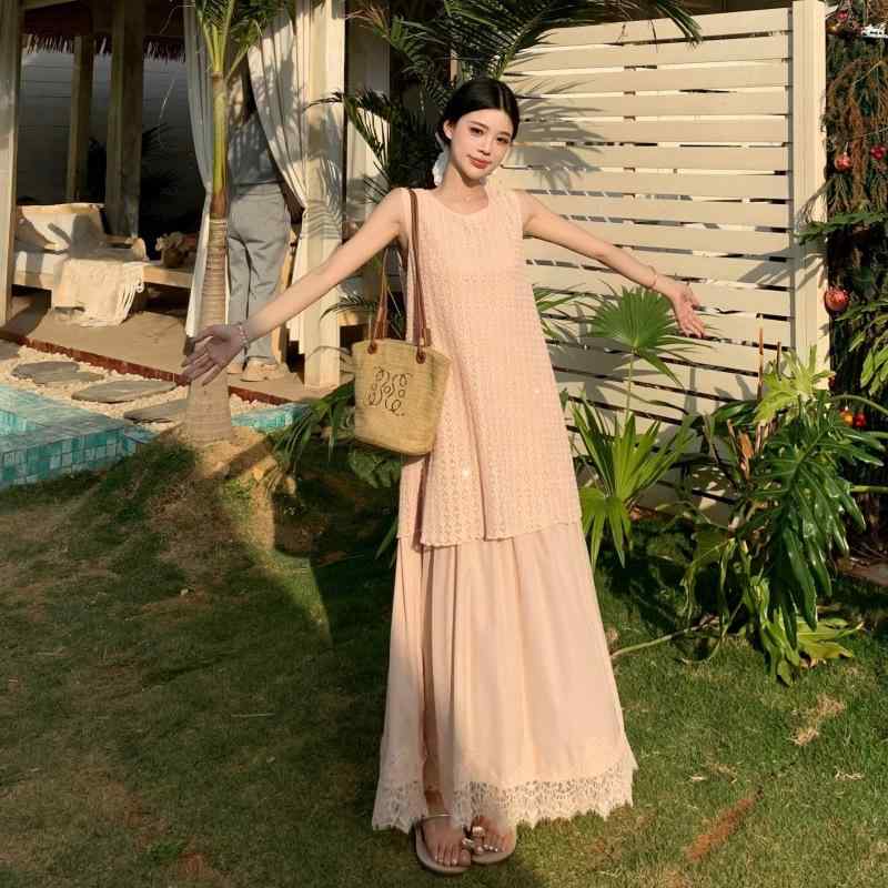 ワンピース レディース 妊婦服 授乳服 マタニティウェア チュニック 假2点 レース ...