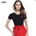 ダンス 衣装 ダンス衣装 オシャレ Danbaoluo ラテン ダンス 服 練習 トップス レディース 夏 ブラック スクエアダンス 半袖