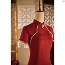 ドレス チャイナドレス オシャレ 綺麗 上品 コーデ 大歳 コスプレ 中華風 レッド チャイナ ドレス レディース 夏 ブライダル トースト 着用 結婚式 婚約 ビーズ