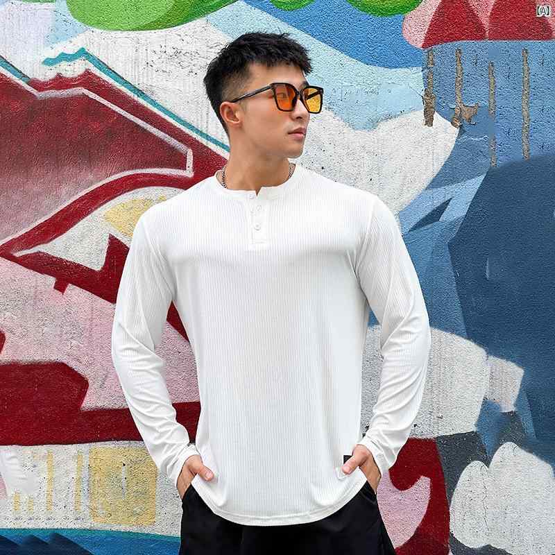 メンズ　コーデ　トレーニング 筋肉 スポーツ Tシャツ メンズ 長袖 ソリッドカラー バスケットボール ..