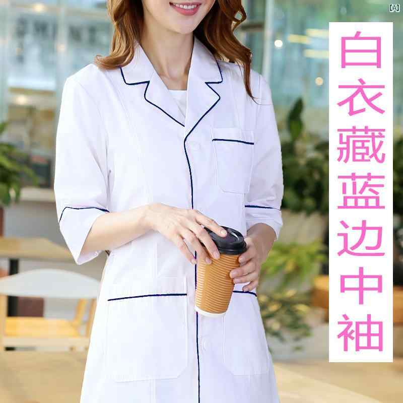 韓国 高級 美容室 ホワイト 衣 作業着 レディース 長袖 皮膚 管理 先生 タトゥー アーティスト 医師 薬局