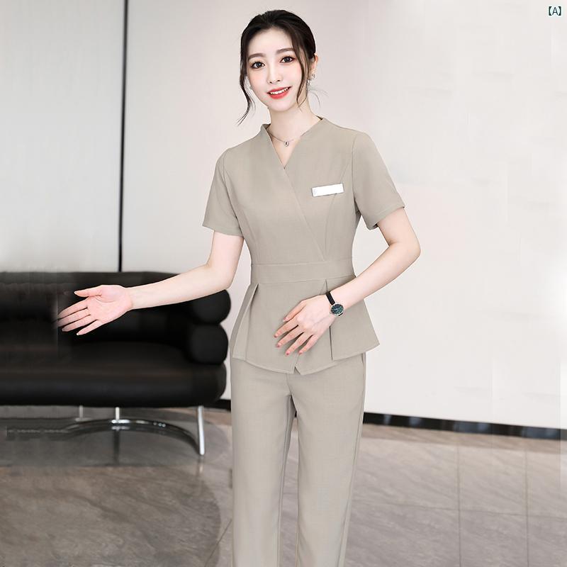 秋冬 レディース 美容師 作業着 高級 足 湯 技術者 健康 タトゥー 皮膚 管理