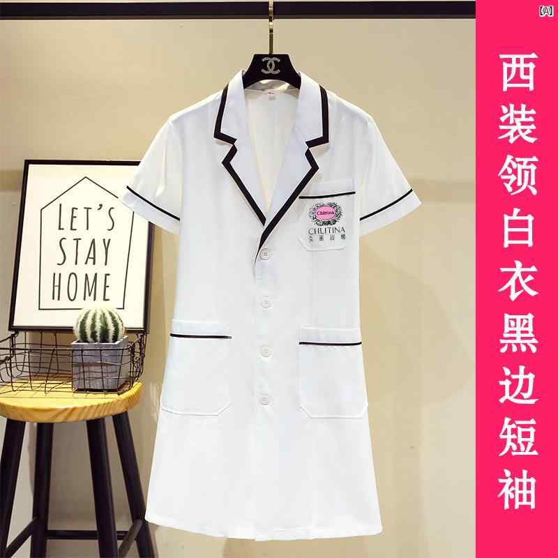 美容院 美容師 健康 作業着 レディース タトゥー 刺繍 ネイル ホワイト 衣 マイクロサージェリー 皮膚 ..