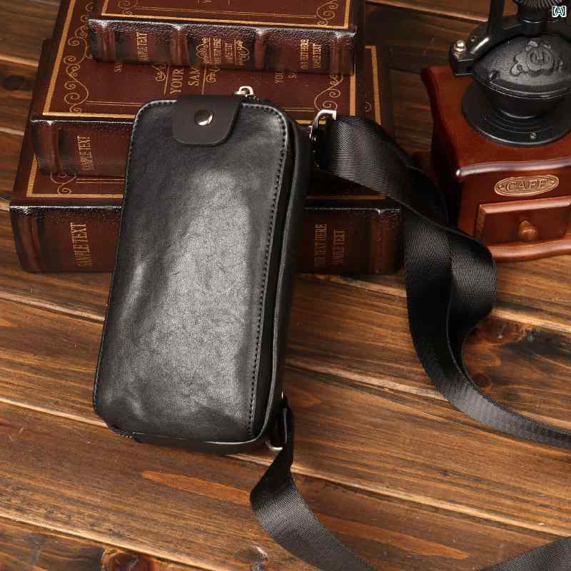 メンズ　コーデ　ファッション 牛革 シンプル クロス ボディ ミニ バッグ メンズ ショルダーバッグ 革 携帯電話 スポーツ チェスト ボディバッグ