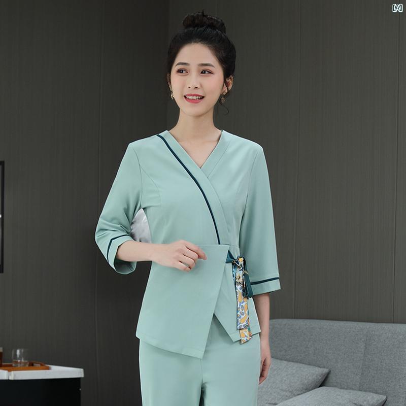 レディース　制服　チュニック　エステ 高級 美容室 作業着 新型 足 湯 フットセラピー 健康 マッサー..