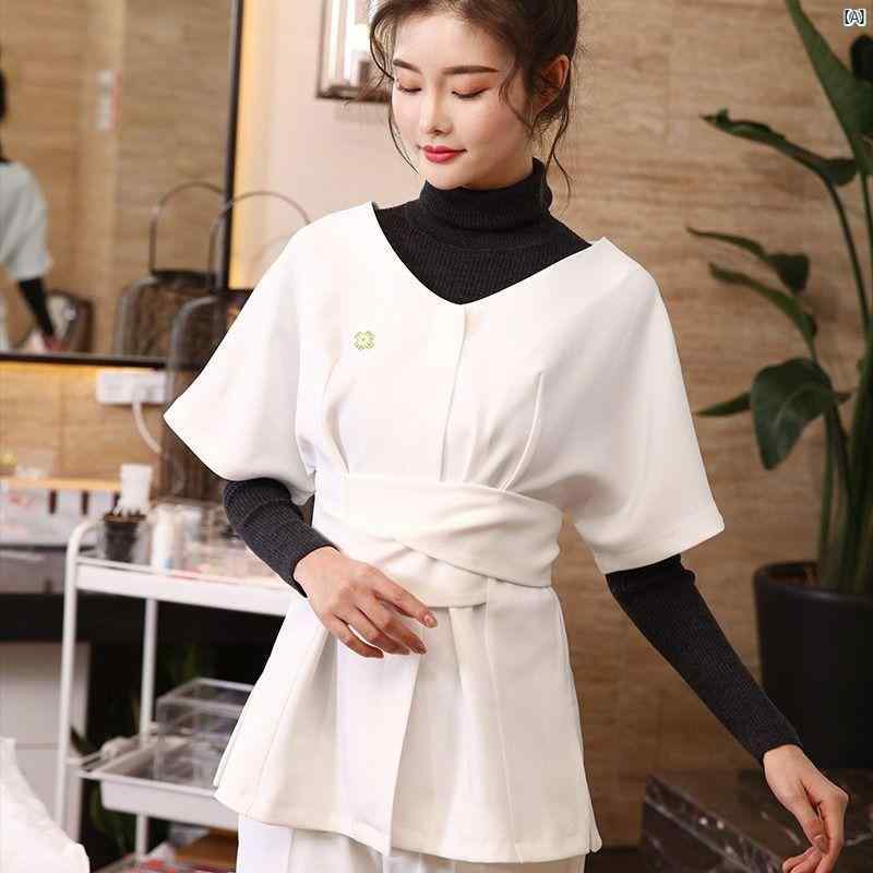 高級 美容院 美容師 作業着 レディース たり 健康 フットバス 技術者 半袖 スーツ ズボン