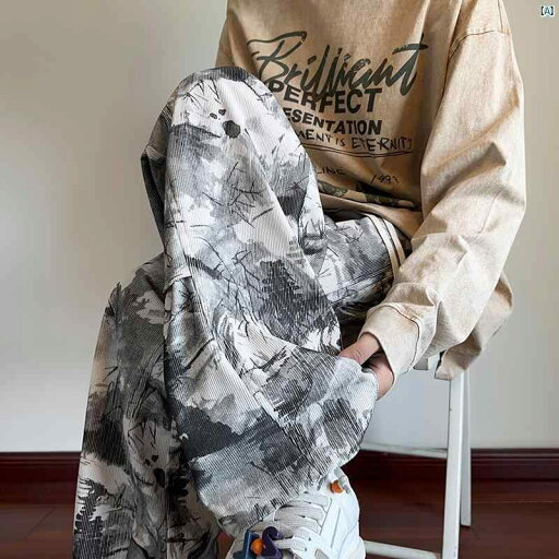 メンズ コーデ ファッション 男性用 絞り染め コーデュロイパンツ 春秋 ストレート カジュアル パンツ ワイド レッグ プリーツ シミター メンズ コーデ ファッション 男性用 絞り染め コーデュロイパンツ 春秋 ストレート カジュアル パンツ ワイド レッグ プリーツ シミター
