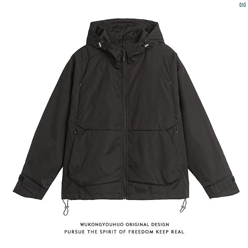 メンズ　コーデ　ファッション　春　秋　夏 Wukong アメリカ 男性用 レディース 機能的 ウィンド フード付き ジャケット レトロ たり 防水 す