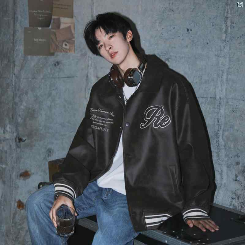 メンズ　ファッション　コーデ　秋　冬コーデ Cleanfit レザージャケット メンズ 春秋新 Pu カジュアル..