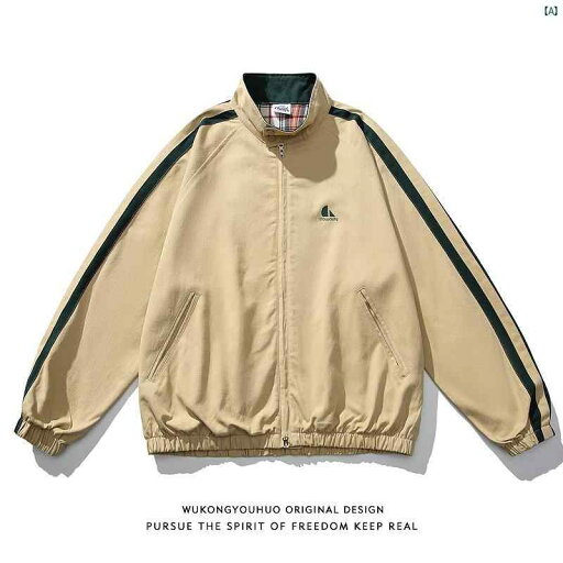 メンズ コーデ ファッション 春 秋 夏 Wukong 春秋 レトロ カレッジ スタンドカラー スポーツ ジャケット メンズ ストリート カップル カジュアル メンズ コーデ ファッション 春 秋 夏 Wukong 春秋 レトロ カレッジ スタンドカラー スポーツ ジャケット メンズ ストリート カップル カジュアル