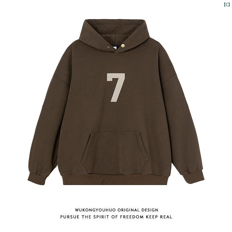 メンズ　コーデ　ファッション　春　秋　夏 Wukong レトロ アメリカ メンズレディース 厚手 フード付き スウェットシャツ 秋 カップル パーカージャケット す