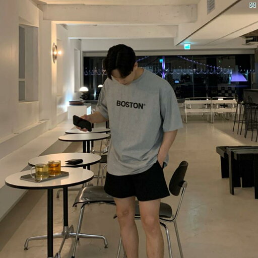 メンズ コーデ ファッション 春 秋 夏 Bishe 夏 メンズ レター プリント Tシャツ 韓国 シンプル ドロップ ショルダー ラウンドネック アメリカン トップ メンズ コーデ ファッション 春 秋 夏 Bishe 夏 メンズ レター プリント Tシャツ 韓国 シンプル ドロップ ショルダー ラウンドネック アメリカン トップ