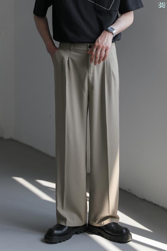 メンズ　コーデ　ファッション　春　秋　夏 春　 秋 高級 ドレープ パンツ メンズ ストレート メンズカジュアル ワイド レッグ スーツ パンツ