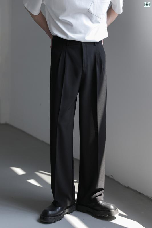 メンズ　コーデ　ファッション　春　秋　夏 春　 秋 高級 ドレープ パンツ メンズ ストレート メンズカジュアル ワイド レッグ スーツ パンツ