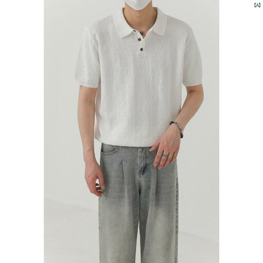 メンズ コーデ ファッション 春 秋 夏 夏 韓国 半袖 Tシャツ メンズ オールド マネー トップス スリム ニット ポロシャツ メンズ コーデ ファッション 春 秋 夏 夏 韓国 半袖 Tシャツ メンズ オールド マネー トップス スリム ニット ポロシャツ
