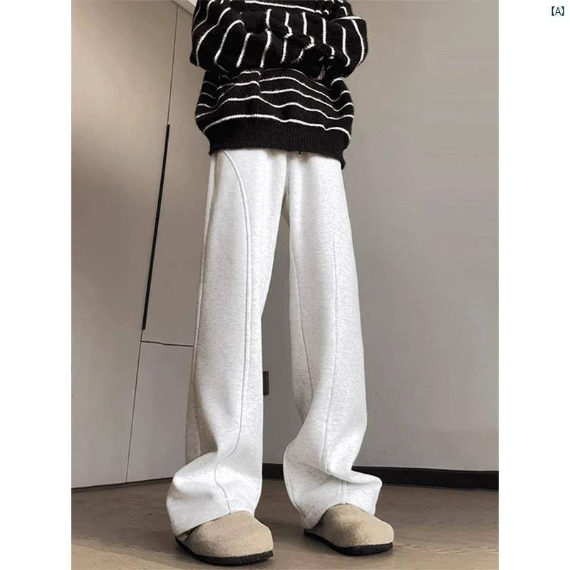 ホワイトフラワー グレー ベベル カット ナイフ スウェットパンツ メンズ ヘビー ストレート クリーン ..