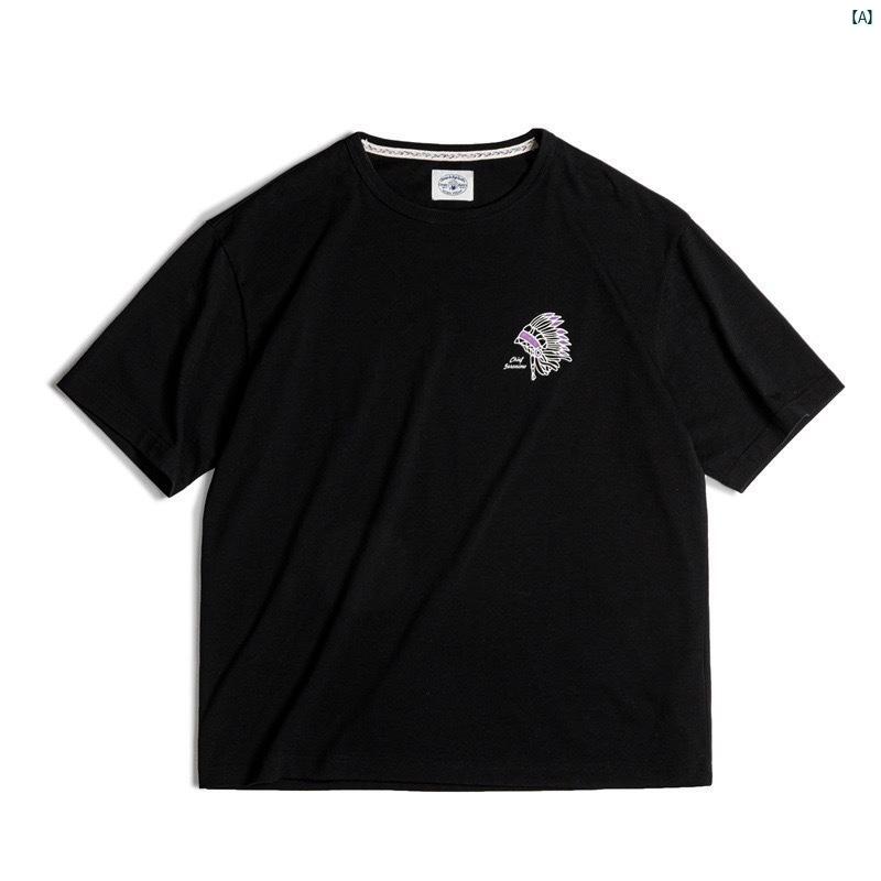 マッデン ワークウェア アメリカン レトロ インディアン ベジタブル タンニン めし プリント Tシャツ たり 厚手 竹 コットン メンズ 半袖 夏