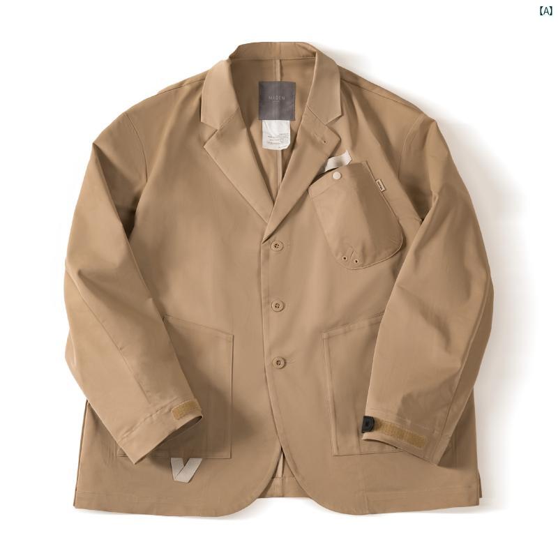 マッデン ワークウェア アメリカン カジュアル ピークド スモール スーツ ジャケット マルチ ポケット ..