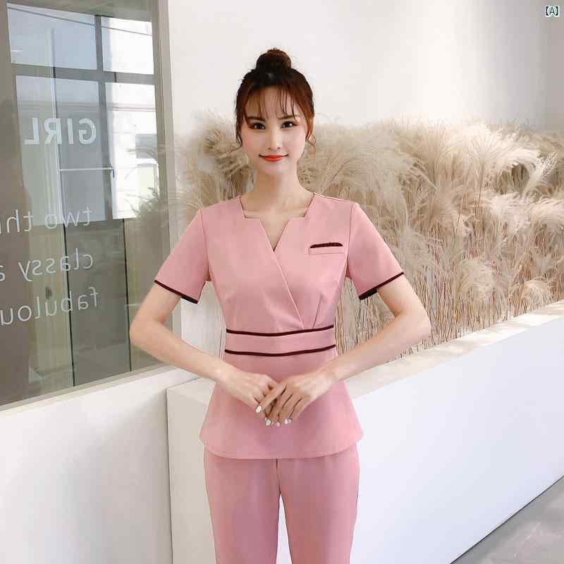 レディース　チュニック　サロン　制服 美容師 美容室 作業着 足 マッサージ 技術者 健康 センター 店..