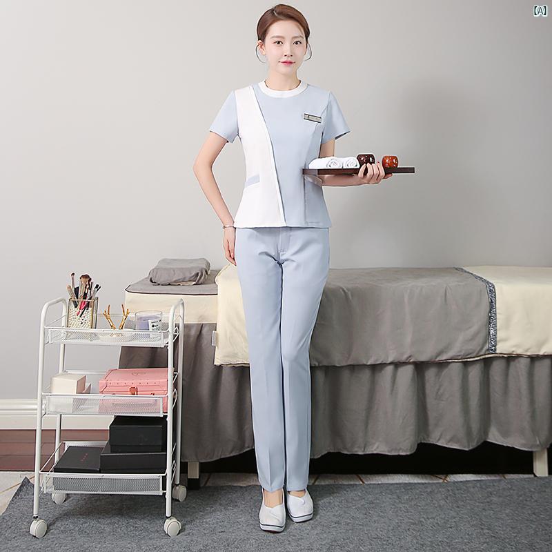 韓国 高級 美容師 作業着 レディース 春夏 フットマッサージ 技術者 ホテル サウナ ヘルスクラブ 美容院
