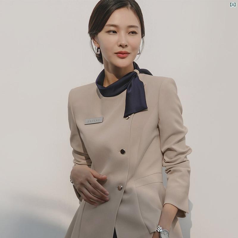 韓国 高級 宝石 店 レディース 作業着 プロ スーツ ホテル 美容師 美容室 フロント 受付