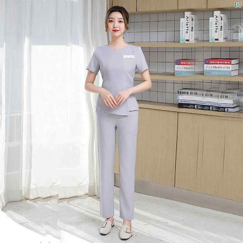 美容院 美容師 作業着 レディース 夏 高級 肌 管理 健康 センター 足 湯 技術者 スーツ