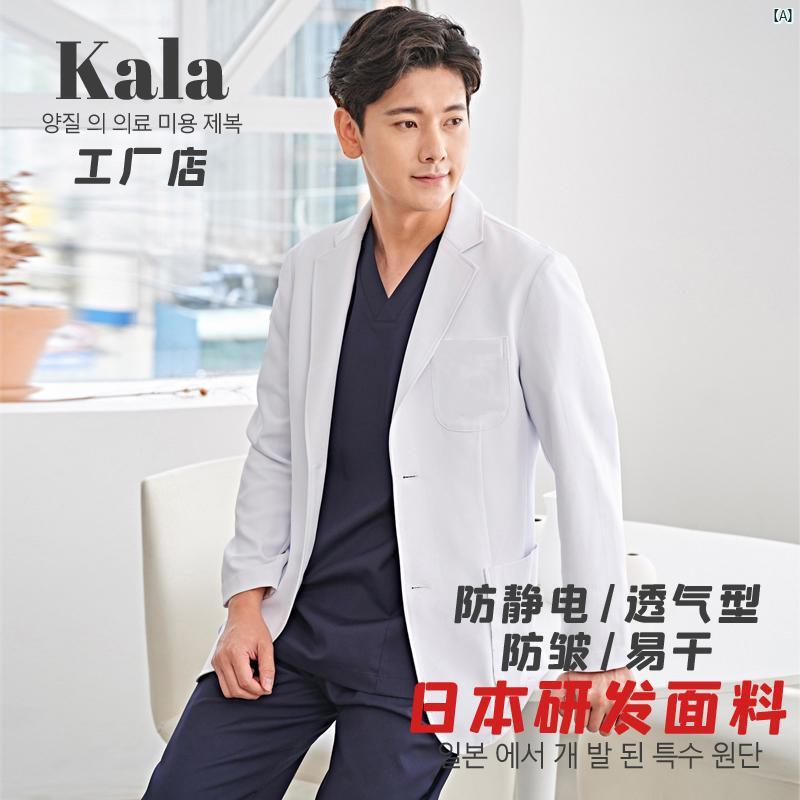レディース 制服 韓国 ハイエンド 帯電 防止 医療 美学 形成 外科 医 制服 ホワイト 衣 長袖 歯科 病院 作業着 ブレザー