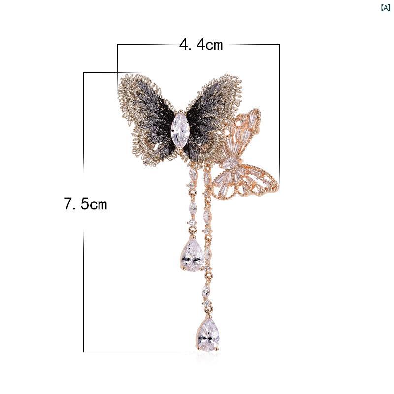 刺繍 蝶 生地 ブローチ 高級 婦歳 スーツ ピン 衣類 装飾 タッセル アクセサリー