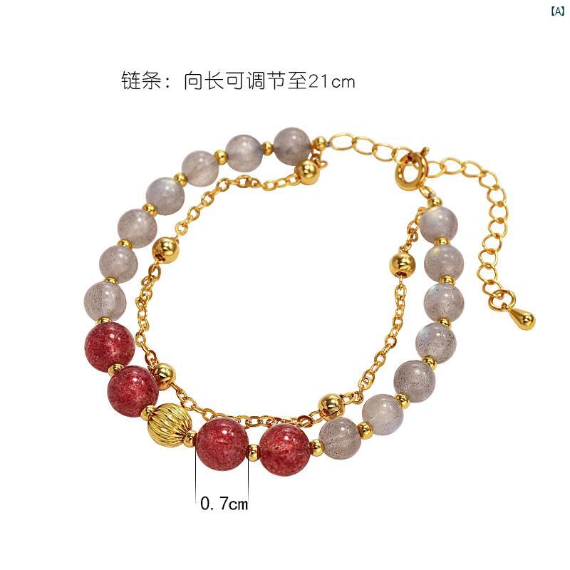 レディース 秋冬 二重層 イン イチゴ クリスタル 親友 ブレスレットットット ット フォレスト ファッション ジュエリーアクセサリー