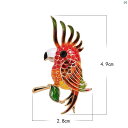 レッド オウム 鳥 ブローチ 高級 レディース 秋冬 セーター アクセサリー スーツ コート コサージュ