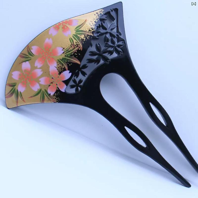 ヘア 飾り 綺麗 古風 プリント 扇形 ヘアピン アクリル レトロ的 U字型 高級 中華風 ブライダル 漢服