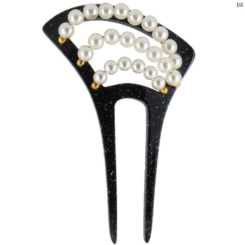 ヘア 飾り 綺麗 古風 シンプル 中華風 ブライダル ガウン ヘアピン パール チャイナ ドレス ウェディングドレス ヘッド アクリル U字型 レトロ