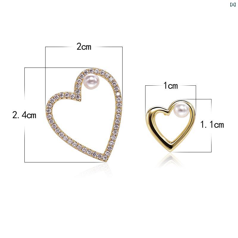 レディース ラブ イヤリング シンプル非対称 ハイエンド 韓国 耳 ジュエリー