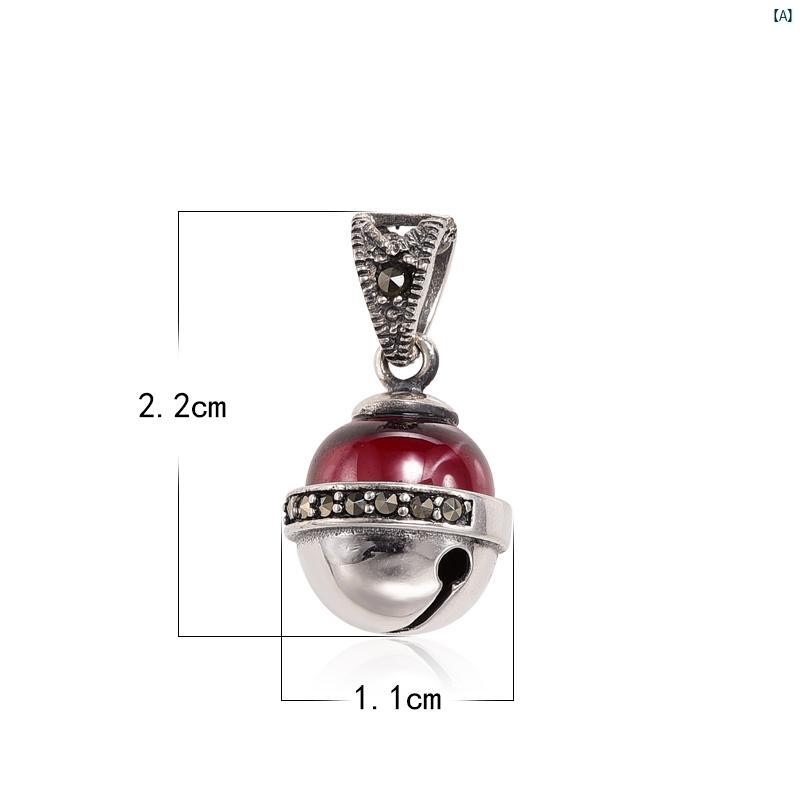 レッド ベル ネックレス レディース シルバー 鎖骨 チェーン ショート ペンダント レトロ アクセサリー