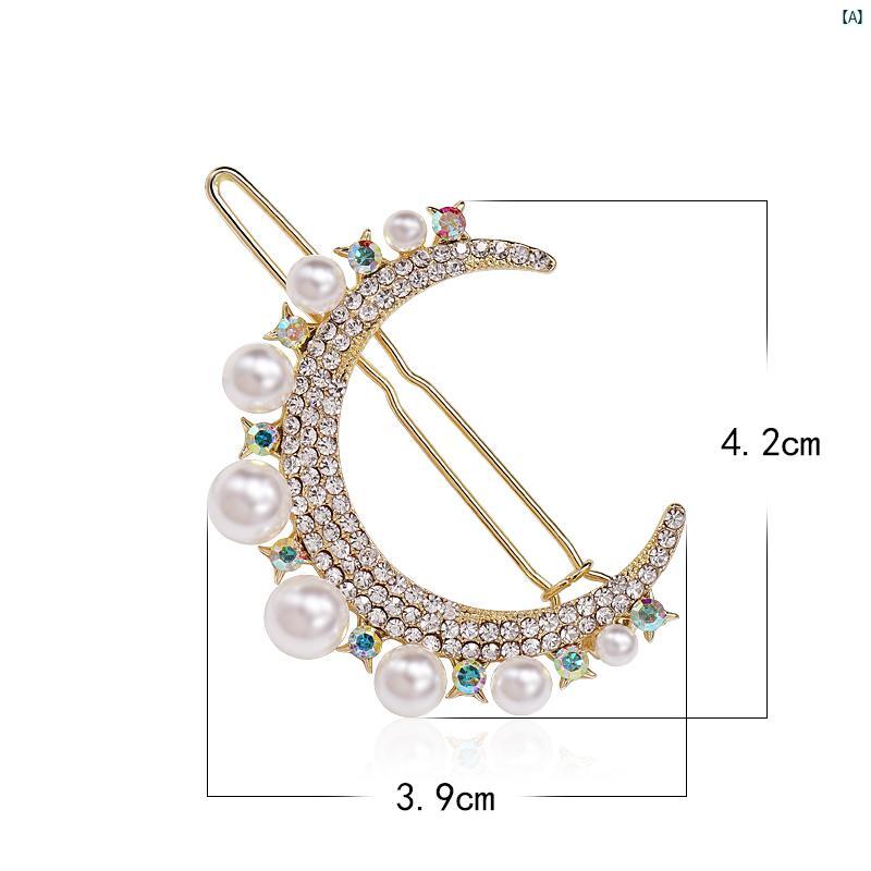 ムーン ヘア アクセサリー クリップ ヘッド バンド クリップ後頭部 韓国 イン サイド ガール トップ 前髪