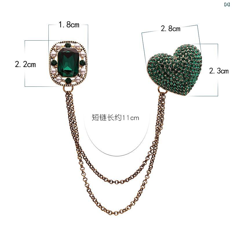 胸 襟ピン チェーン ブローチ ハイエンド レディース レトロ 愛 シャツ 襟 コサージュピン スーツ アクセサリー