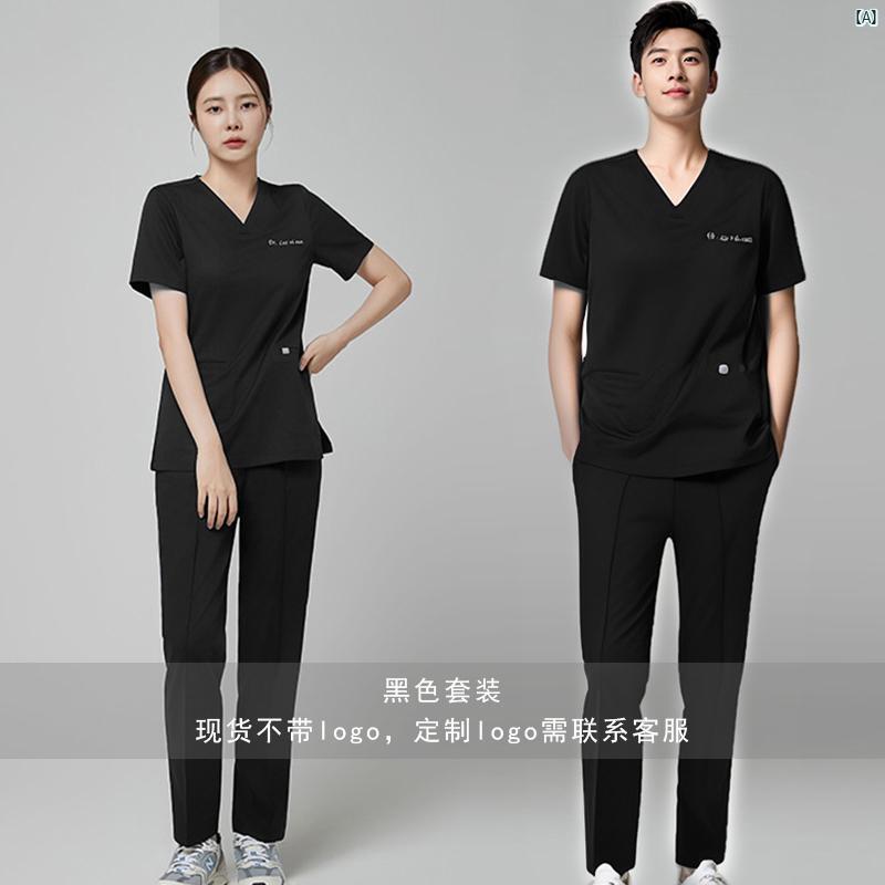 レディース　チュニック　制服　仕事着 uname Fangming 作業着 高級 医療 美容 サロン スーツ ブラック..