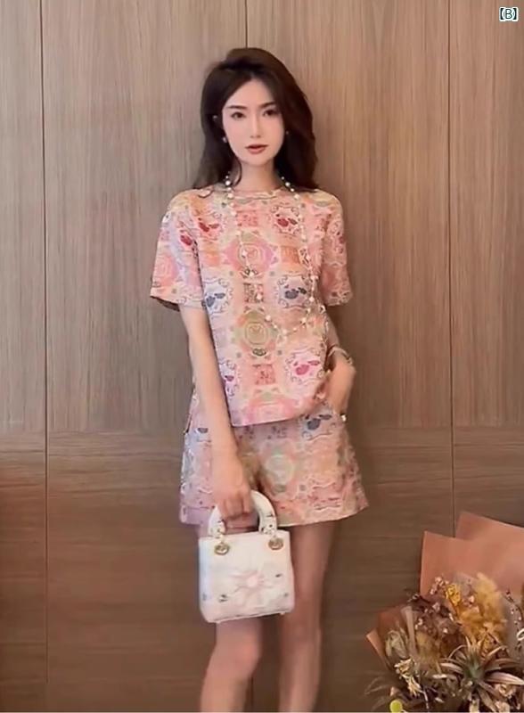 レディース　ファッション　コーデ　春　夏　秋 中華風 半袖 t シャツ レディース 夏 唐 スーツ 小柄 短い ハイエンド 歌 錦 トップ