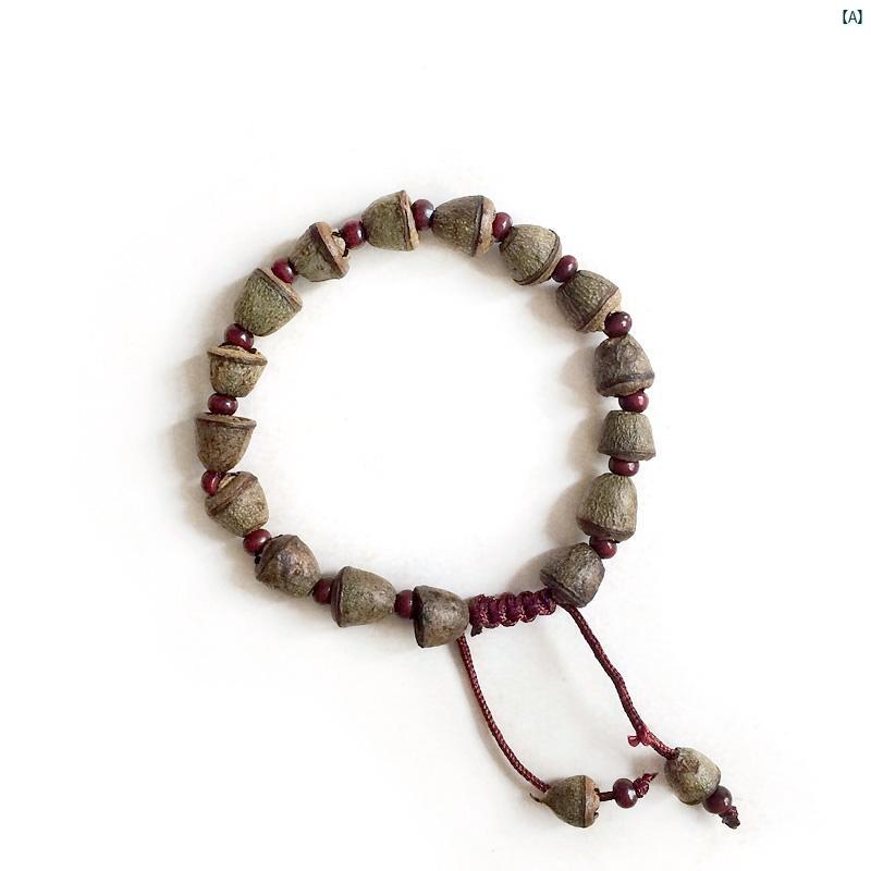 レディース ファッション コーデ 小物 小柄 金 鐘 菩提 種子 ブレスレットットット ット 伸縮性 コットン リネン アクセサリー メンズレディース カップル...