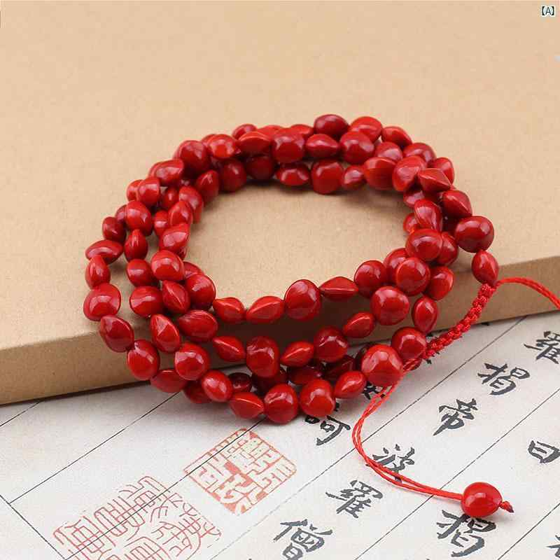 レディース　ファッション　コーデ　小物 アカシア 豆 レッド 菩提 ブレスレットットット ット 小豆 108 血 セーター チェーン メンズレディース 干支
