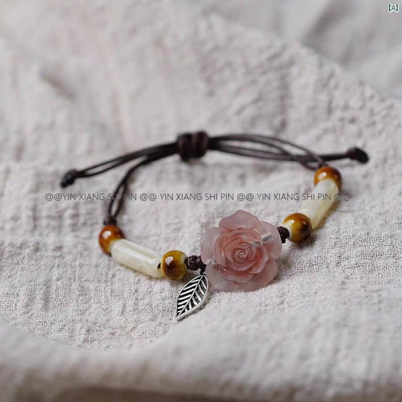 レディース　ファッション　コーデ　小物 中華風 椿 セラミック 蝶 ブレスレットットット ット レディ..